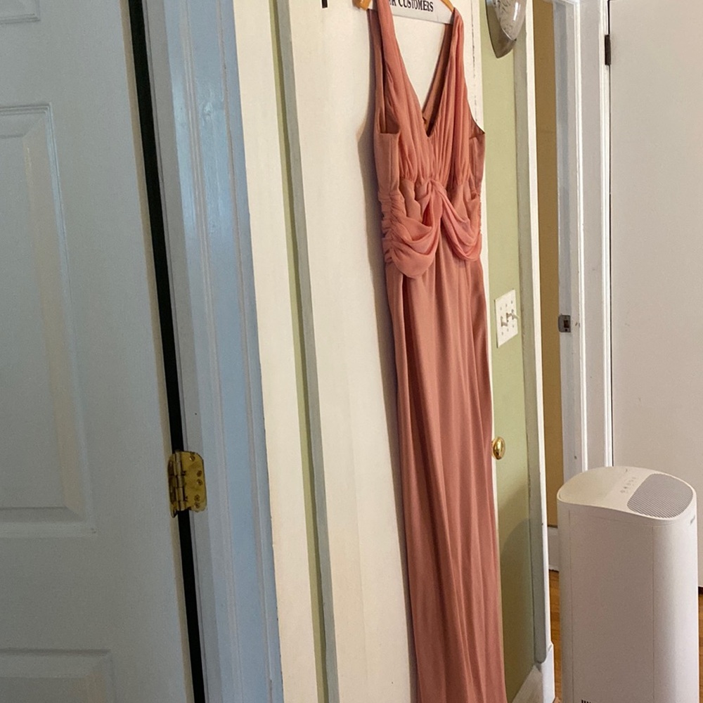 Ladies beautiful peach gown with shawl small stain unnoticeable